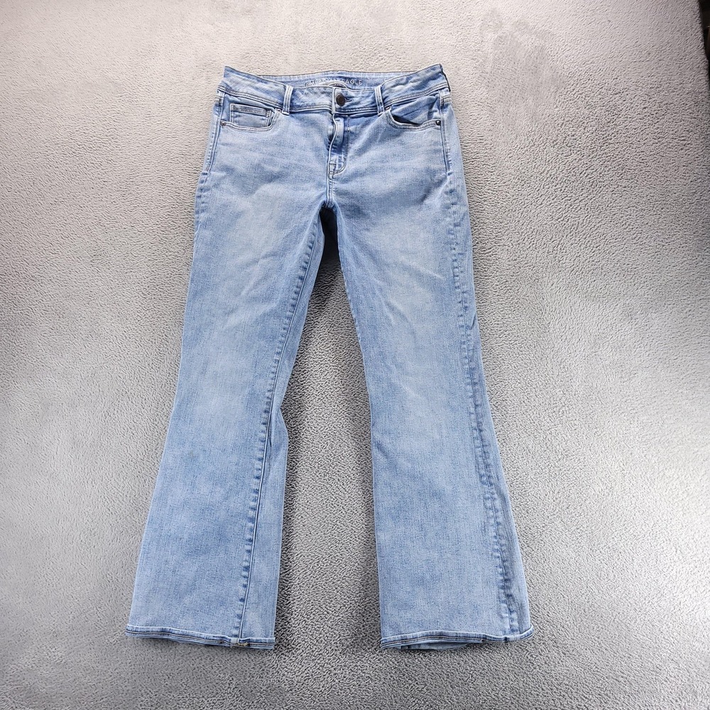 American Eagle Jeans Womens 14 Blue Kick Boot Bootcut Light Wash Stretch Denim
